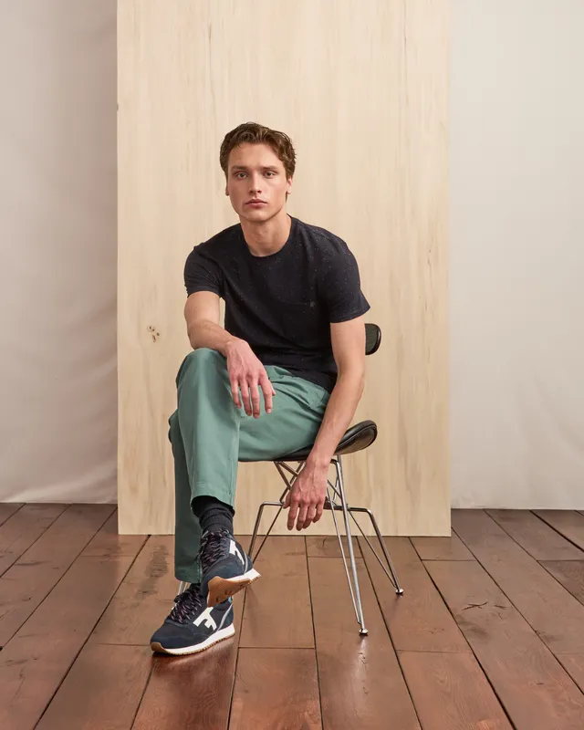 faguo-brix-regular-chino-homme-vert-clair-gris-coton image 1