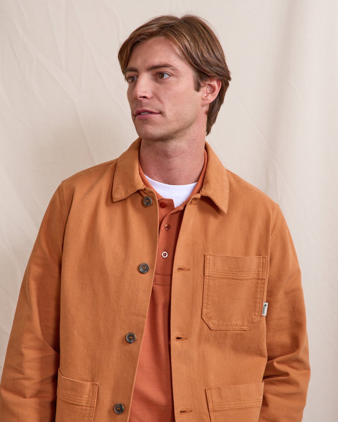 faguo-lorge-veste-en-coton-brique-clair-homme image 3