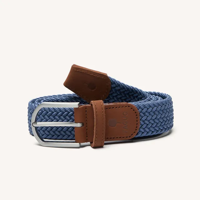 faguo-belt-ceinture-tress-e-homme-bleu-et-camel-lastique image 1
