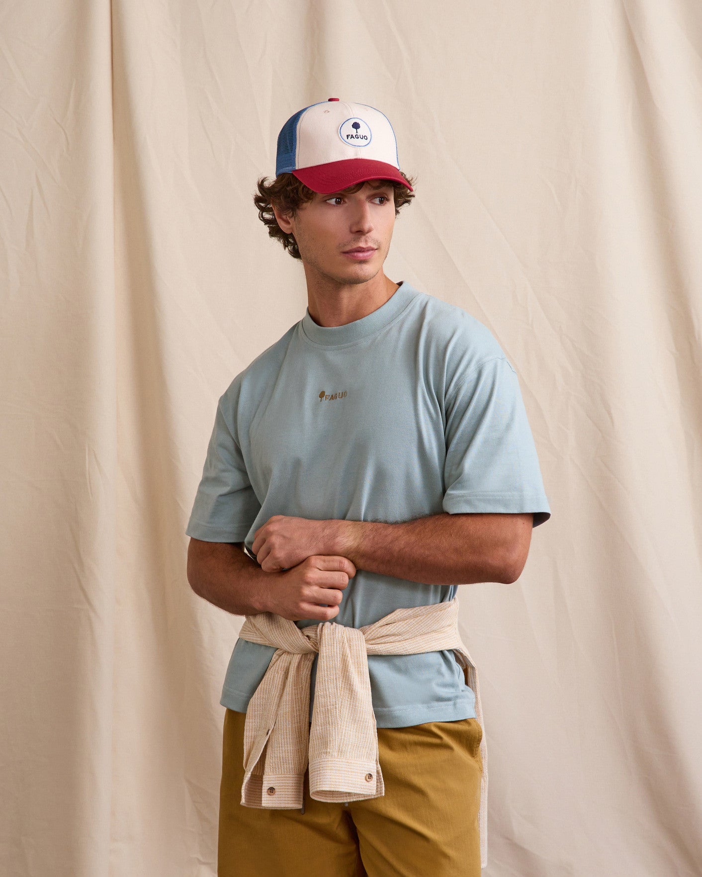 faguo-yellowstone-t-shirt-oversize-bleu-imprim-homme image 1