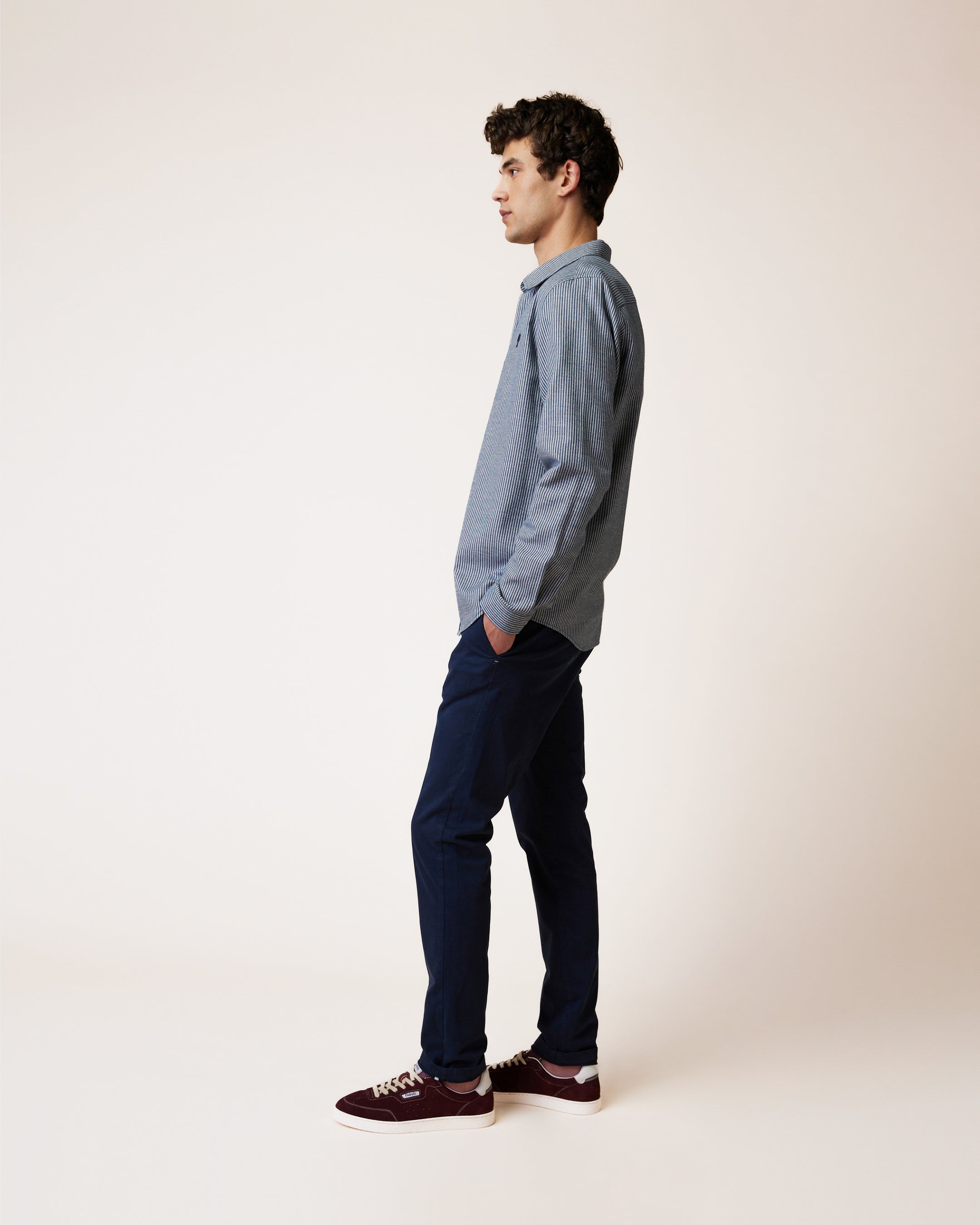 faguo-iraty-chemise-ray-e-cru-et-bleu-marine-flanelle image 5