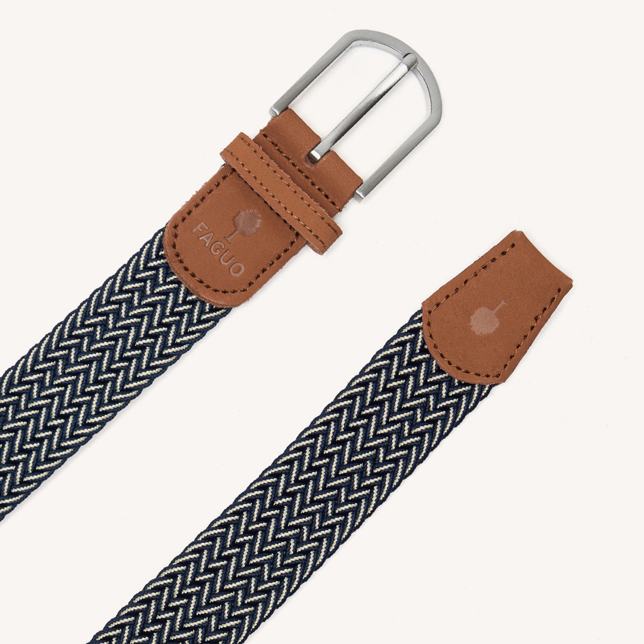 faguo-belt-ceinture-tress-e-homme-bleu-cru-et-camel image 2