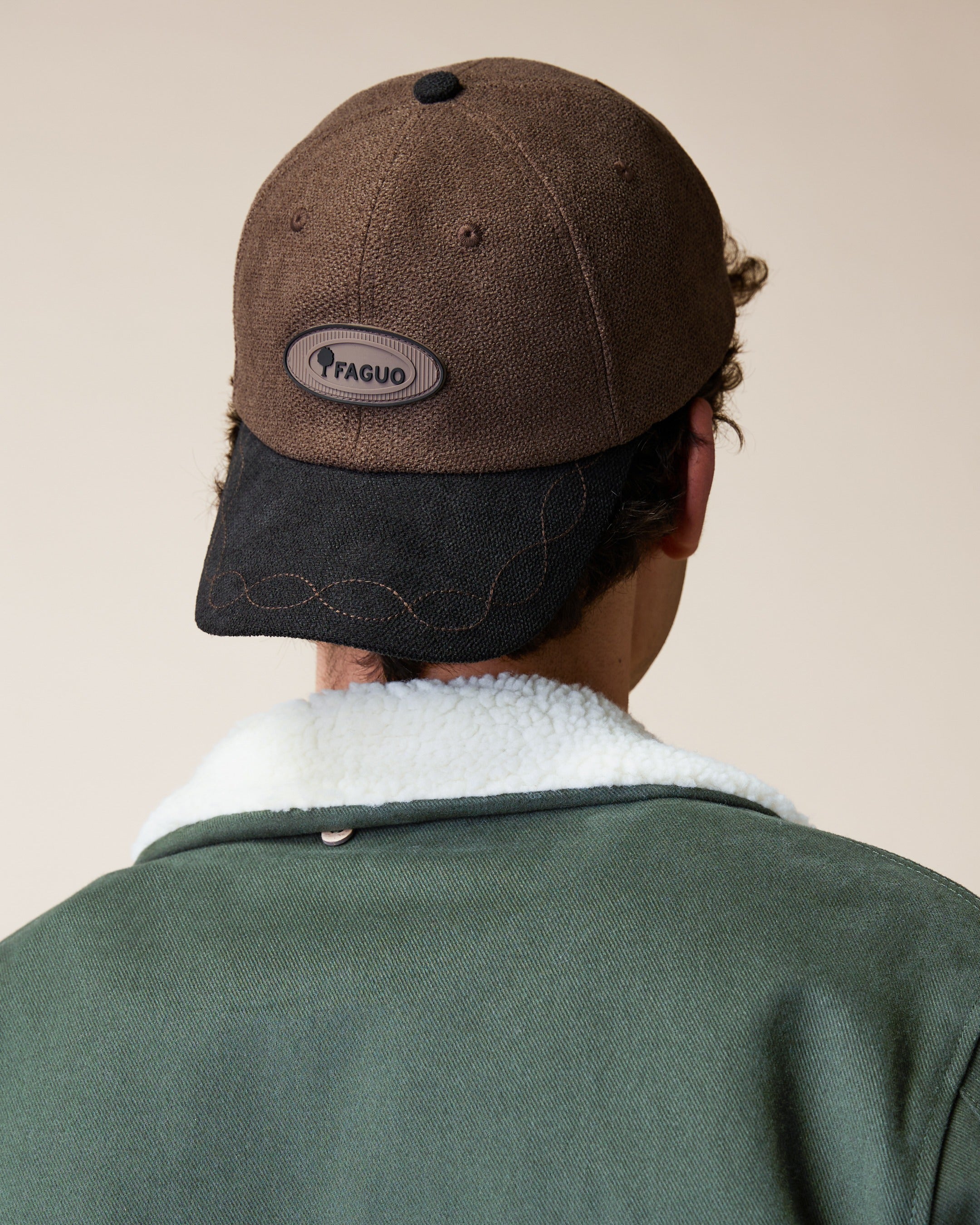 faguo-cap-casquette-homme-marron-et-taupe-polyester-recycl image 2