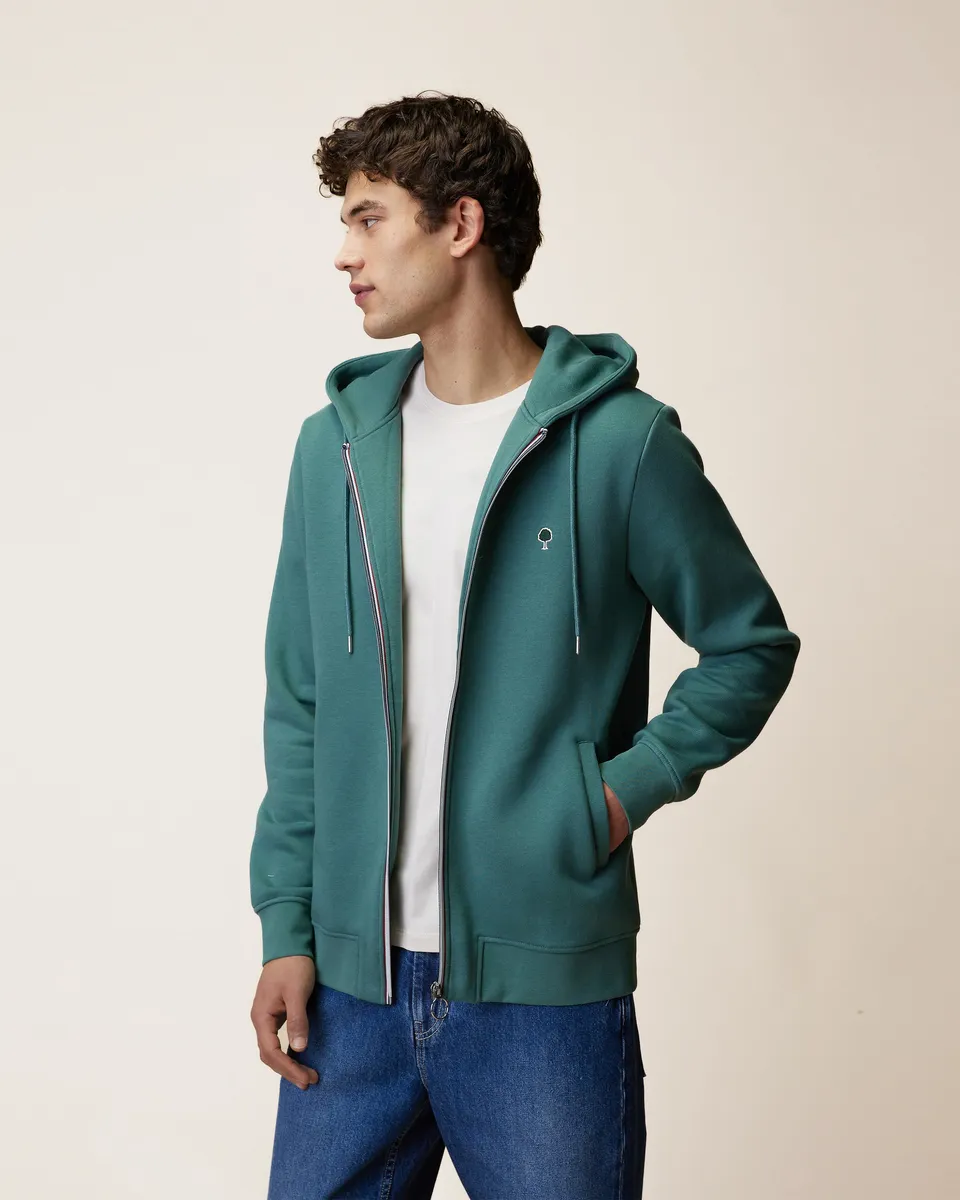 faguo-mesnil-vert-clair-sweat-zipp-capuche-homme image 1