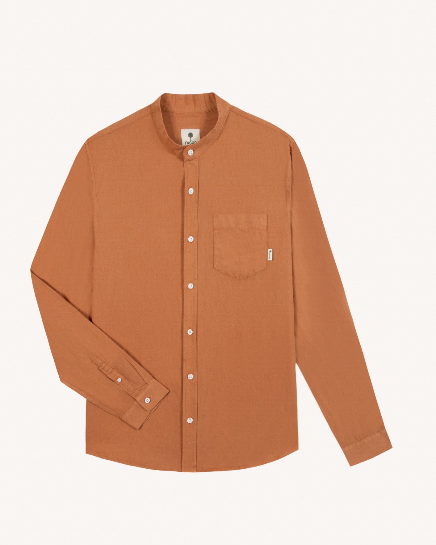 faguo-chiavari-chemise-en-lin-brique-clair-col-officier-coupe-droite image 2