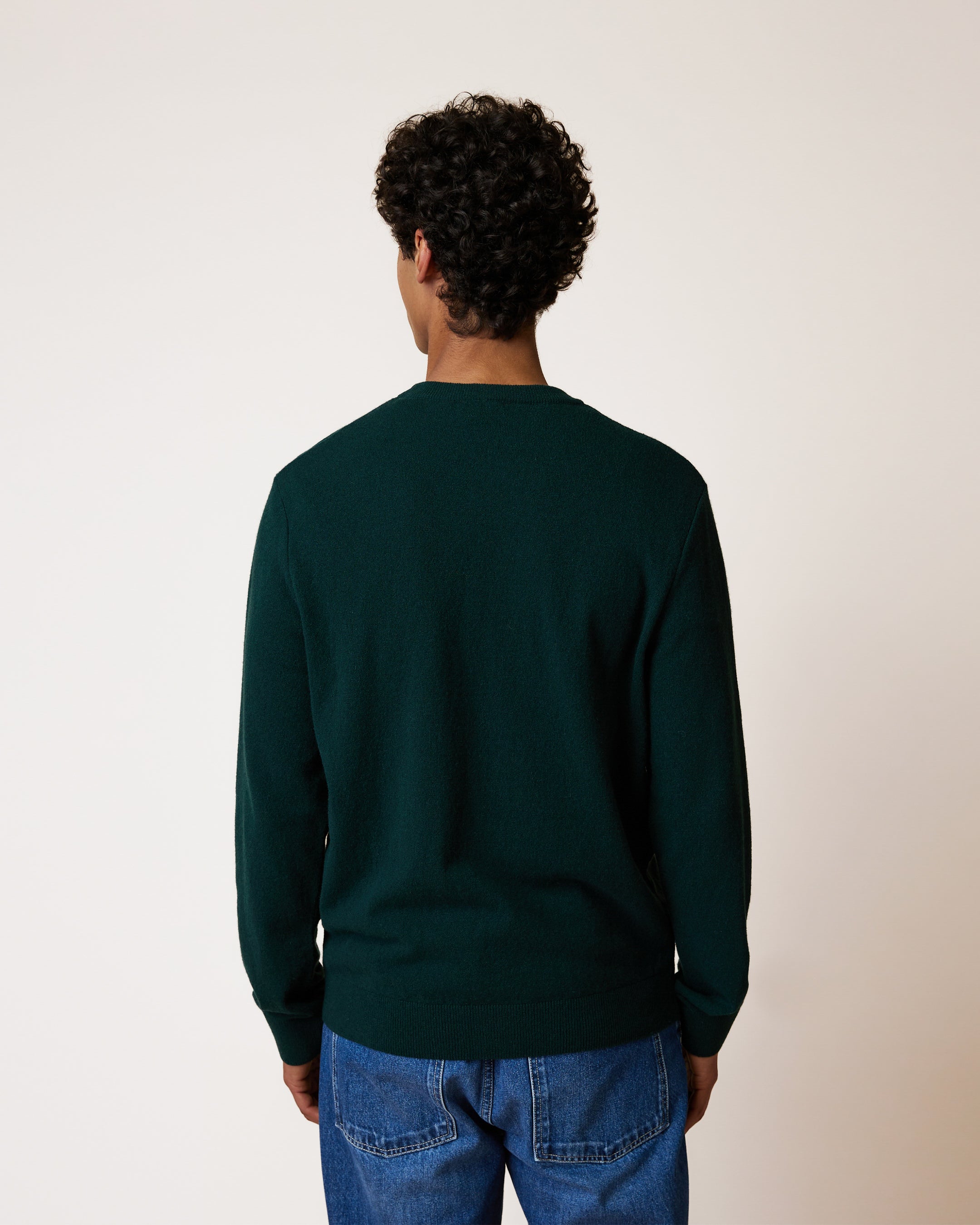 faguo-marly-pull-col-rond-laine-vert-fonc-fil-italien image 5