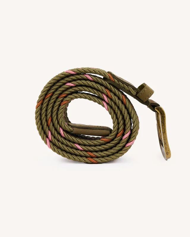faguo-ceinture-tress-e-lastique-homme-kaki-et-rose-110-cm image 1
