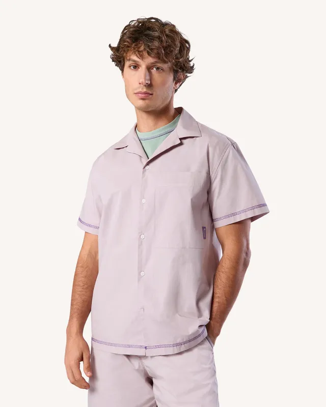 faguo-millot-chemise-manches-courtes-rose-gris-outdoor image 1