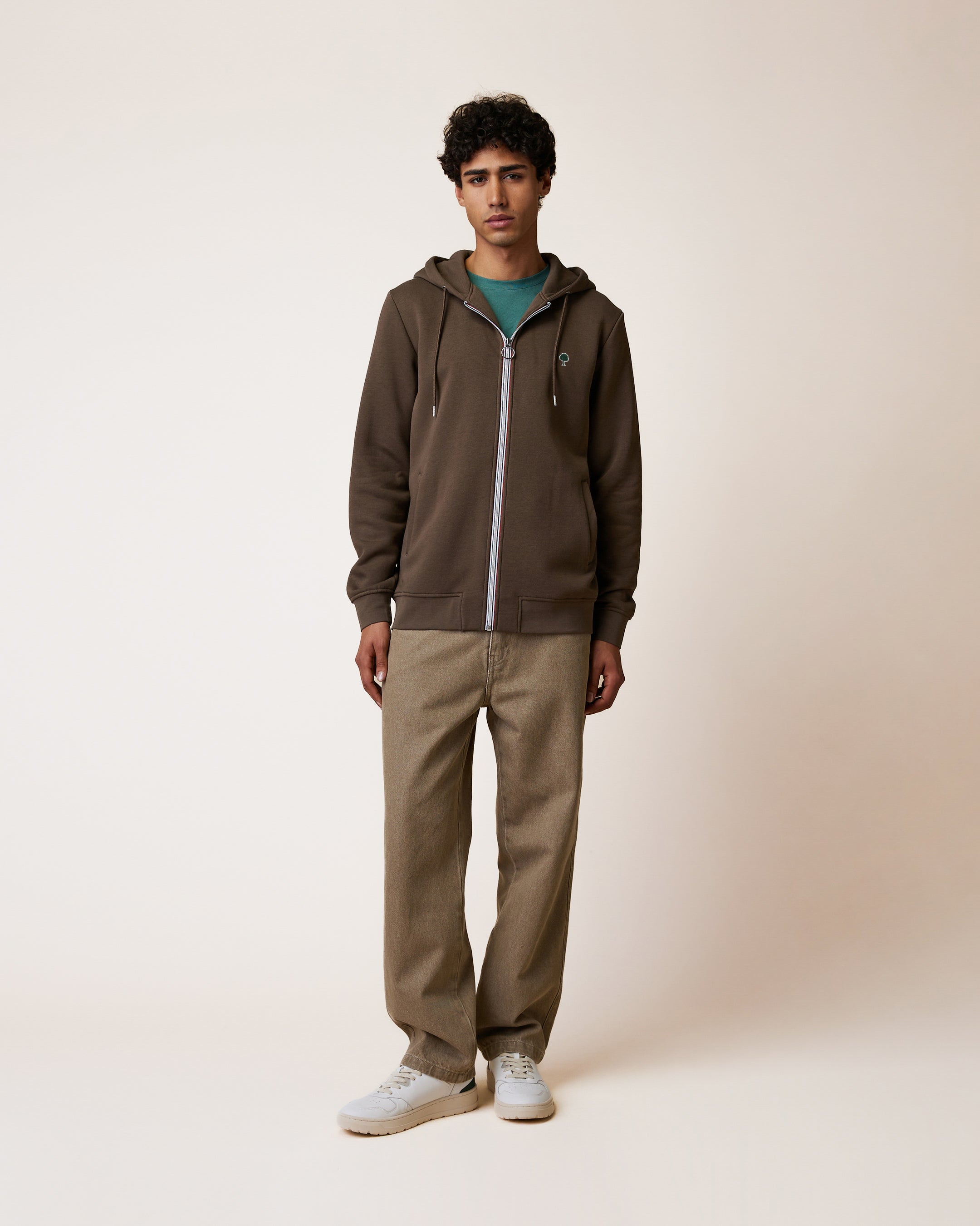 faguo-mesnil-sweat-zipp-capuche-marron-fonc image 3
