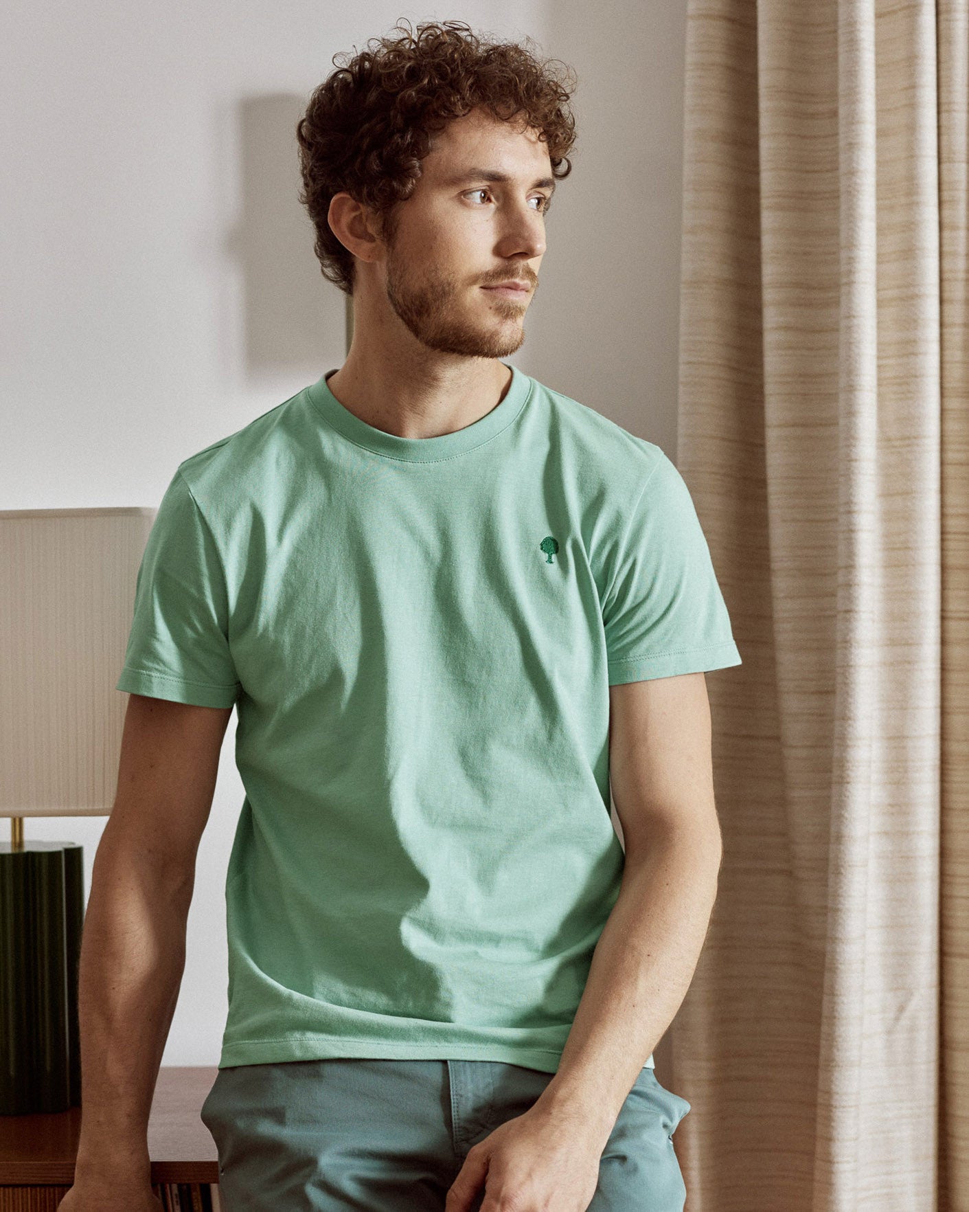 faguo-arcy-t-shirt-bleu-vert-coton-recycl-homme image 3