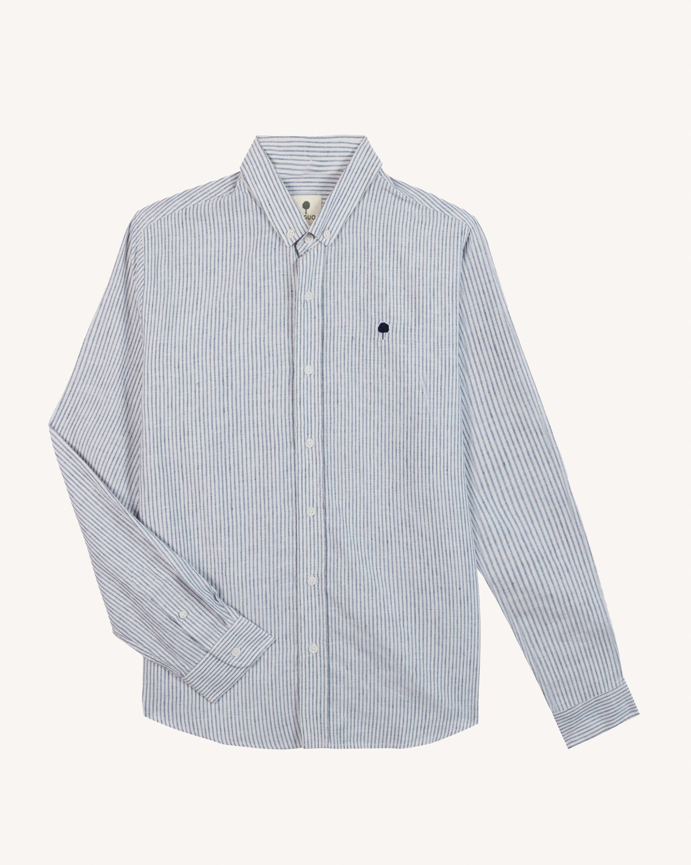 faguo-ivoy-chemise-en-lin-ray-e-cru-et-bleu-col-boutonn image 2
