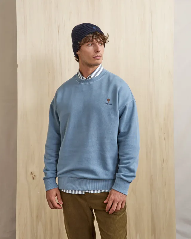 faguo-fango-sweat-col-rond-bleu-jean-loose-homme image 1