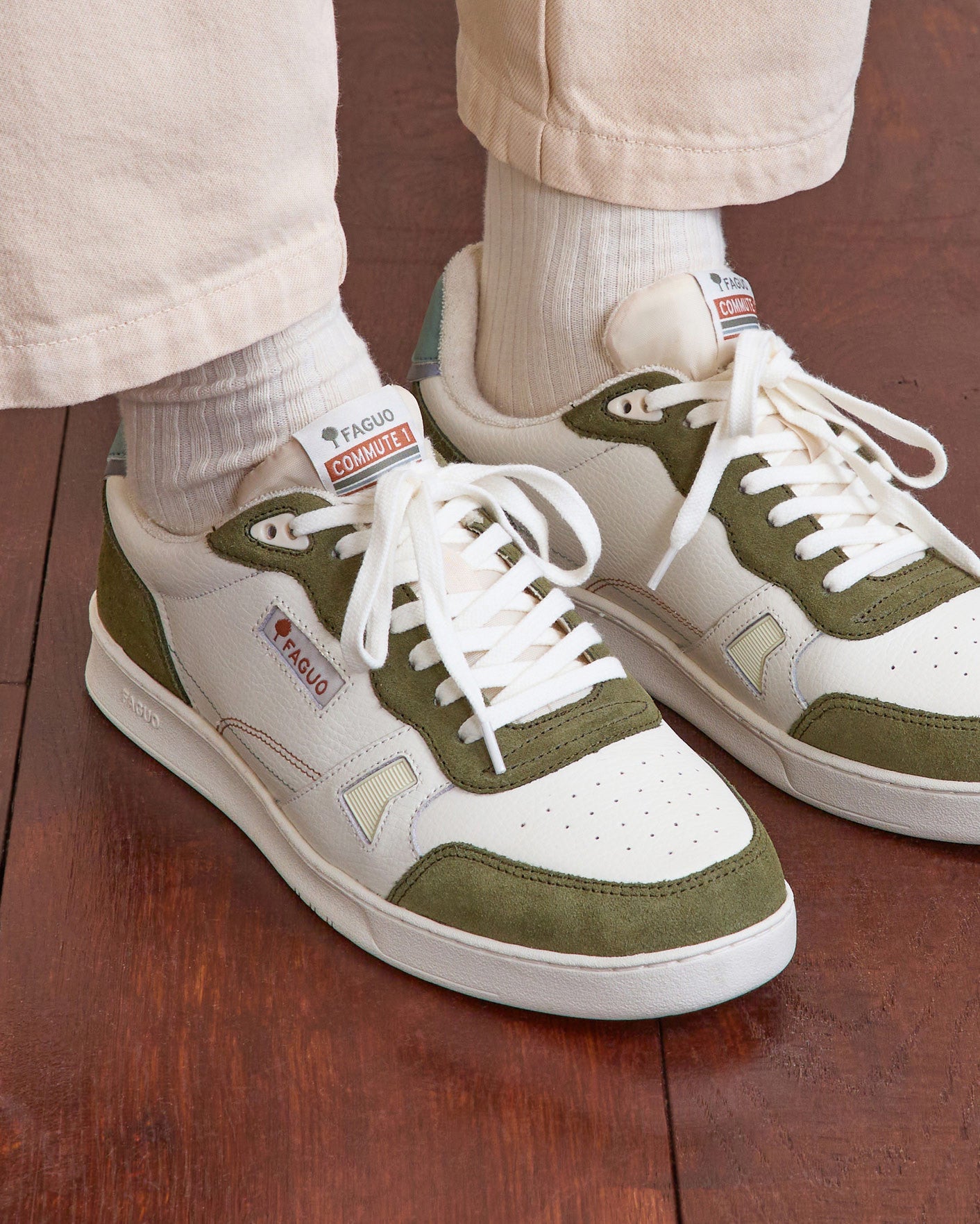 faguo-baskets-commute-1-blanc-et-kaki-cuir image 3