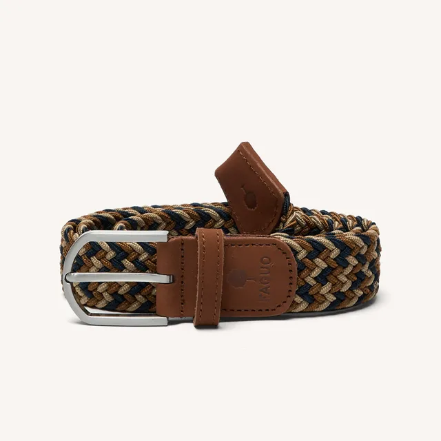 faguo-belt-ceinture-tress-e-lastique-bleu-marine-et-beige image 1
