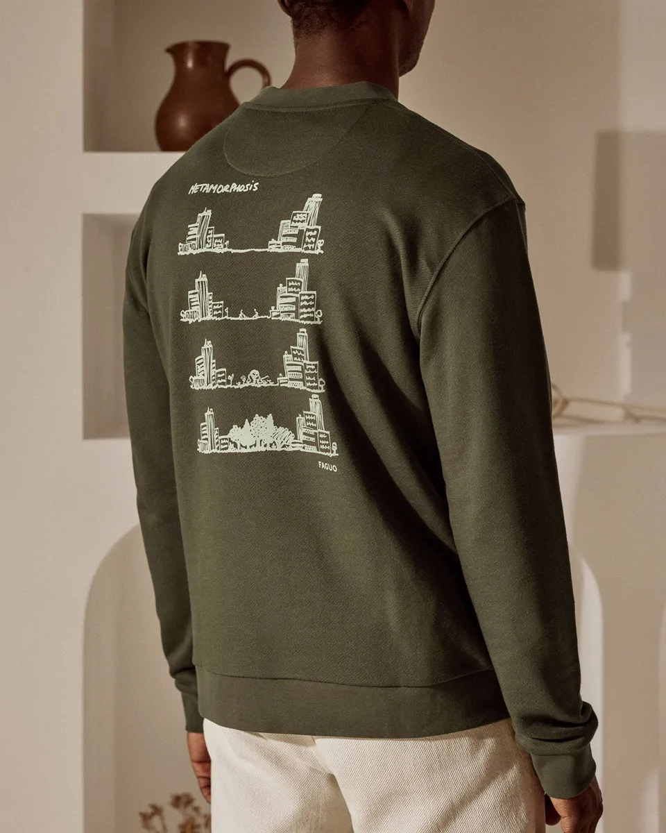 faguo-fango-sweat-col-rond-oversize-marron-fonc-coton-bio-bambou image 1