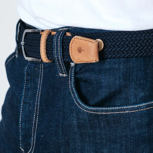 faguo-belt-ceinture-tress-e-bleu-fonc-et-camel image 1