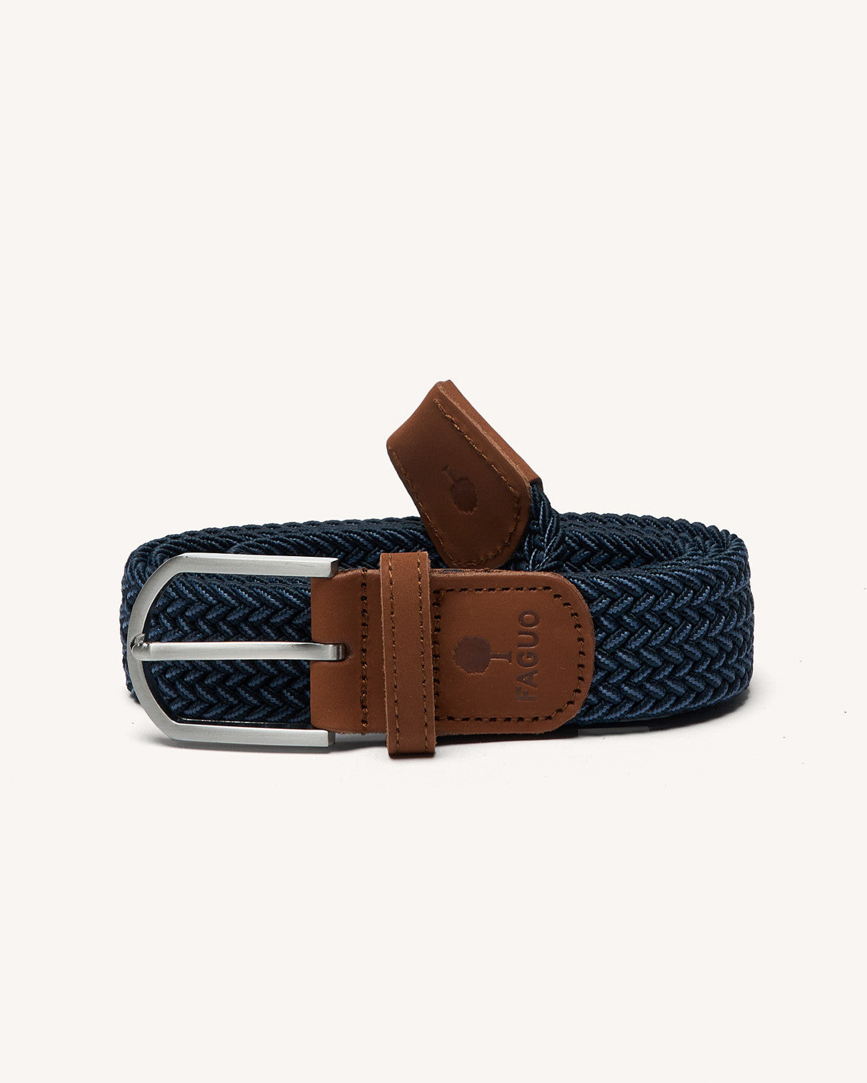 faguo-belt-ceinture-tress-e-lastique-bleu-fonc-blanc image 1