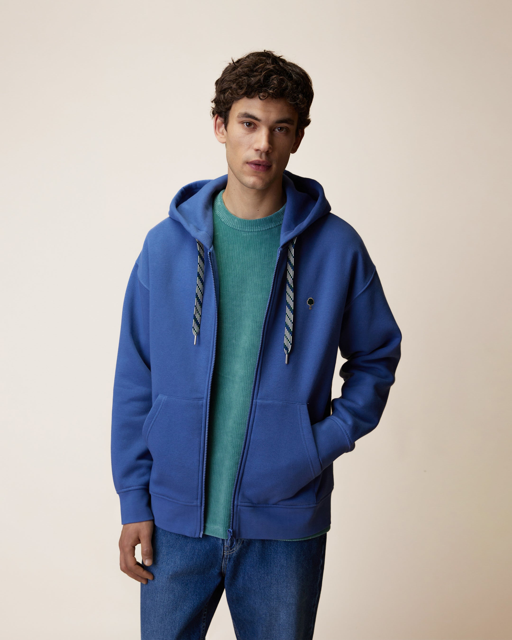 faguo-mesnil-sweat-zipp-capuche-bleu-molleton-oversize image 3