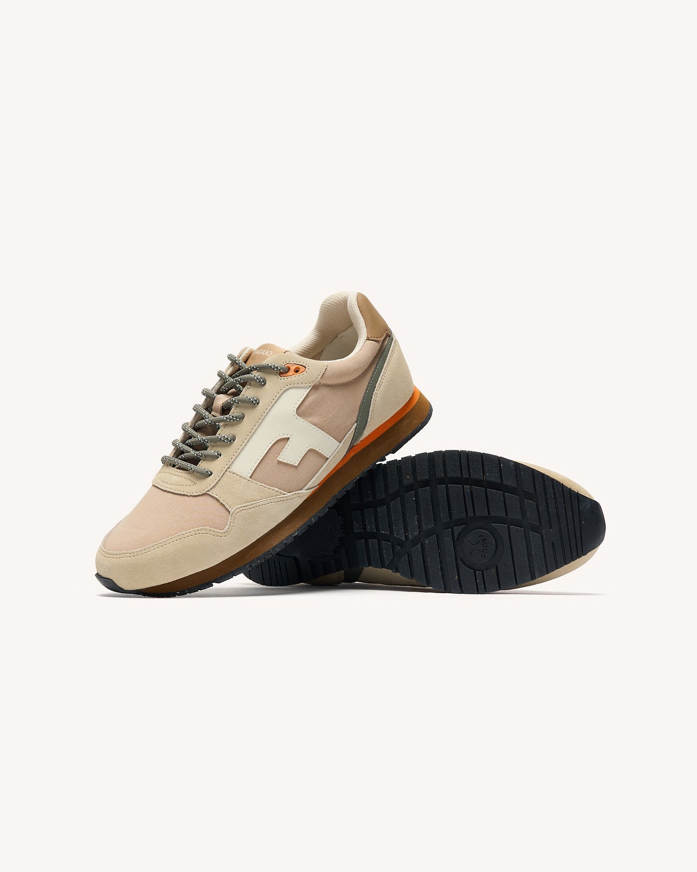 faguo-elm-baskets-homme-beige-et-camel-running-vintage image 4
