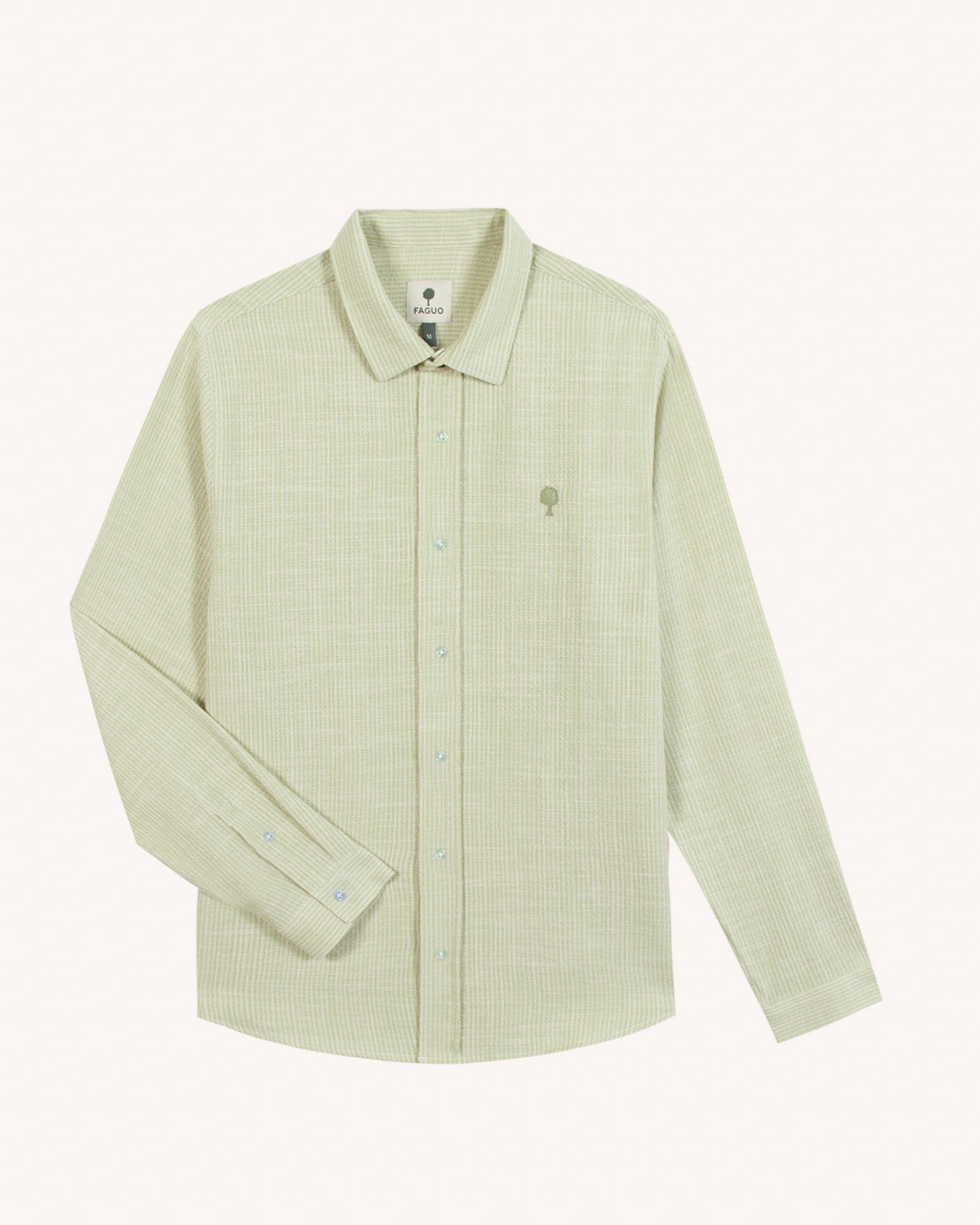 faguo-iraty-chemise-homme-ray-e-cru-vert-clair image 2