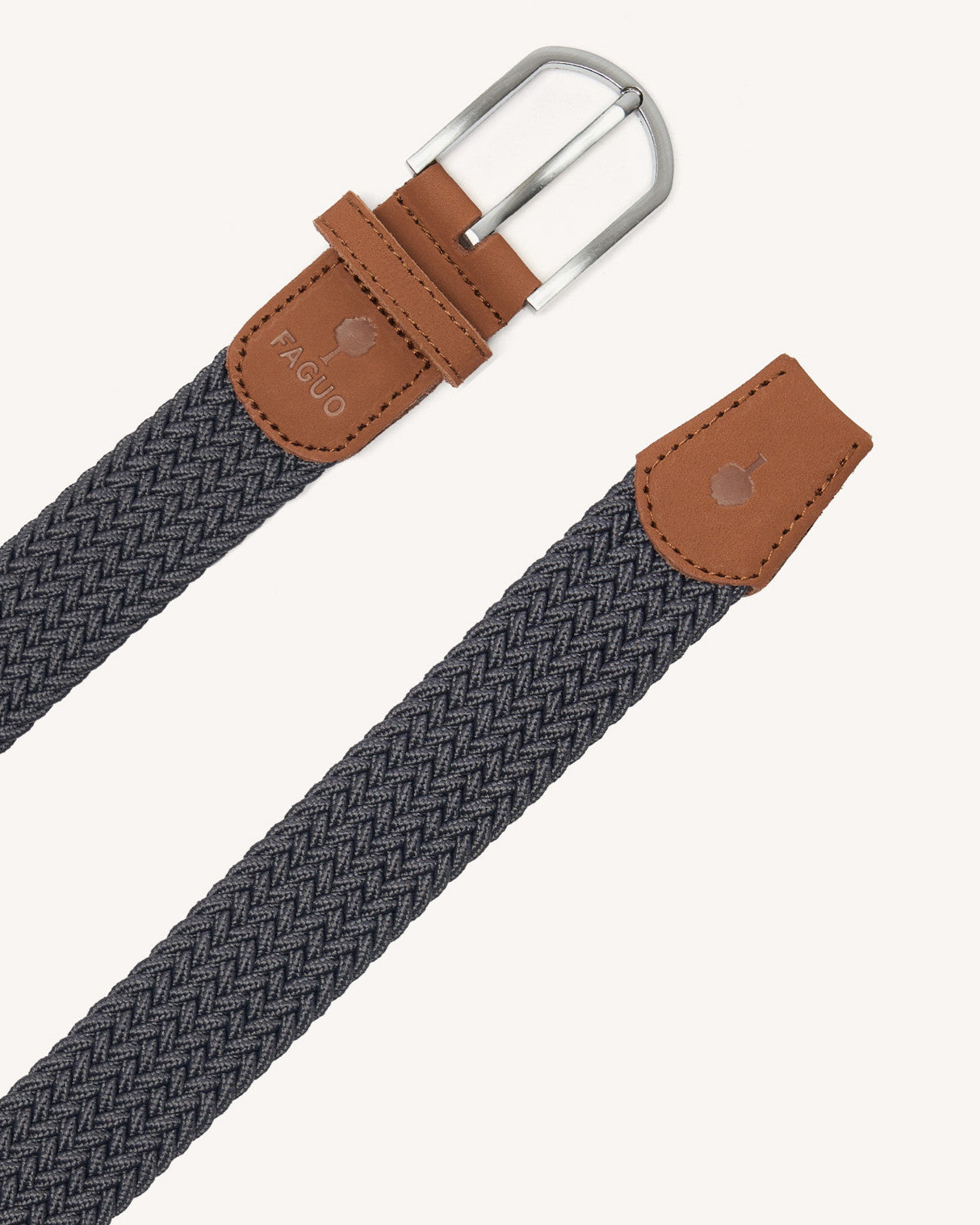 faguo-belt-ceinture-tress-e-homme-gris-et-camel-lastique image 2