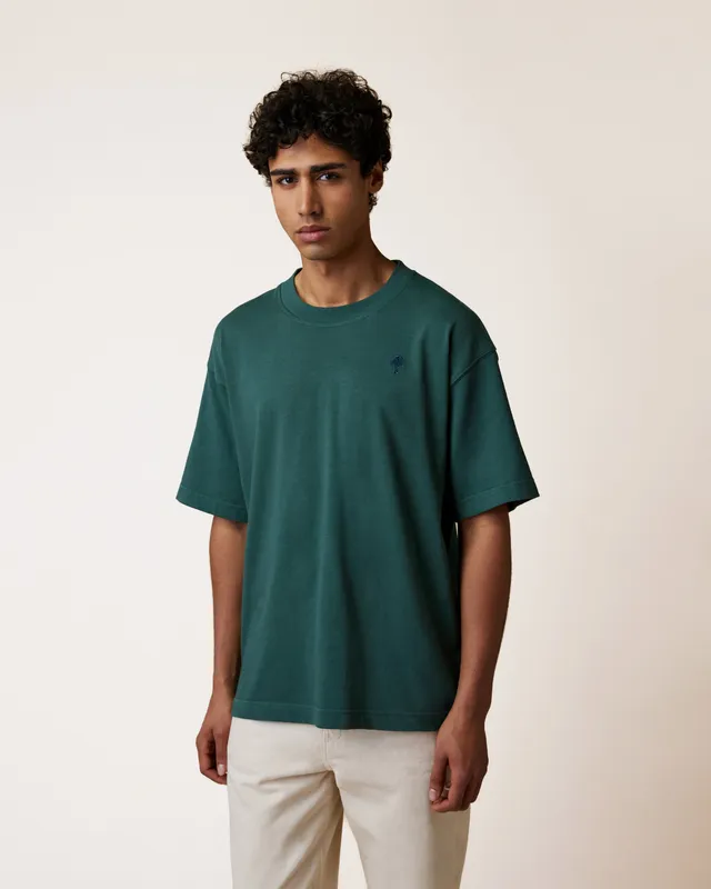 faguo-yellowstone-t-shirt-oversize-vert-gris-homme-coton-recycl image 1