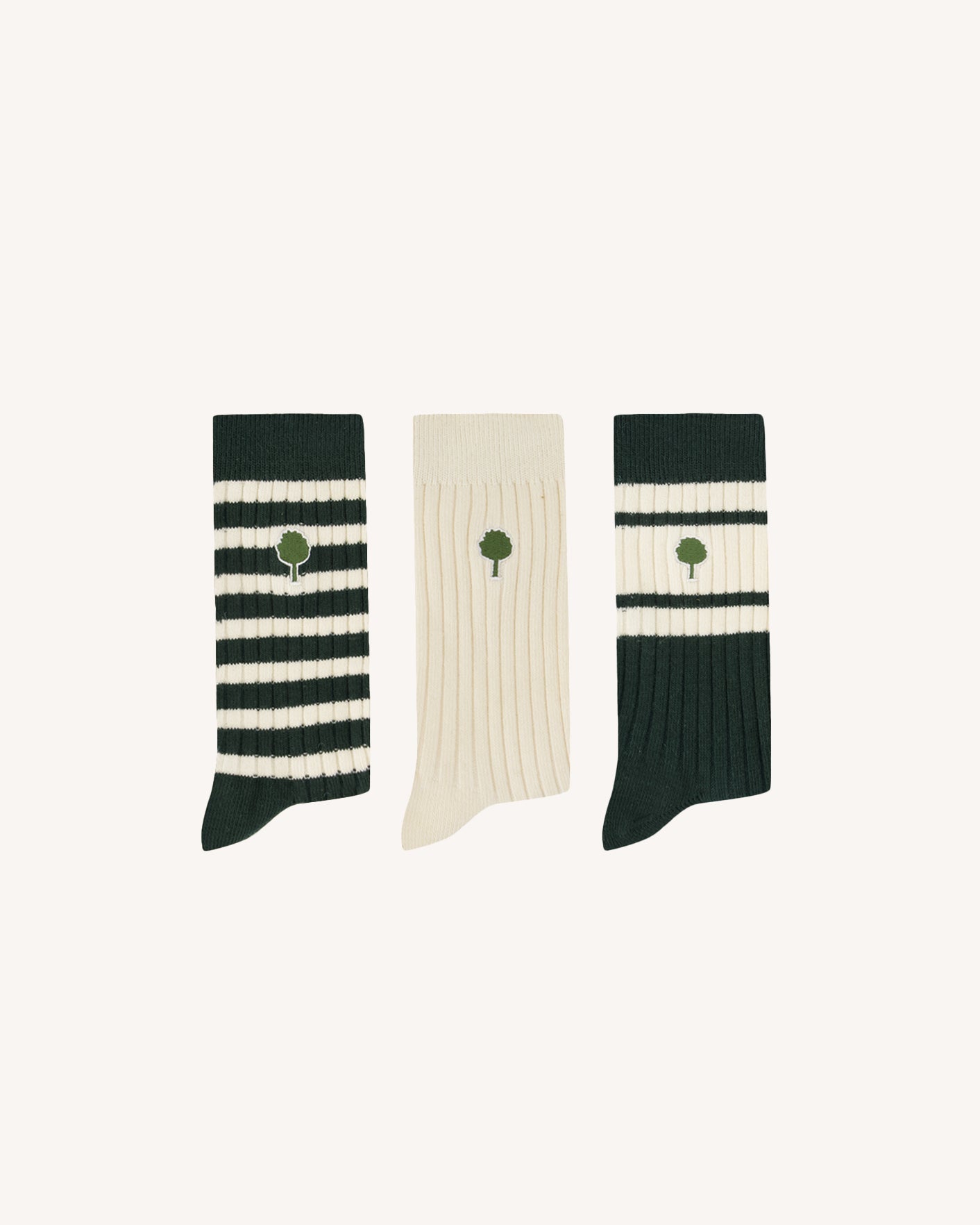 faguo-lot-3-paires-chaussettes-vert-fonc-et-cru-coton image 1