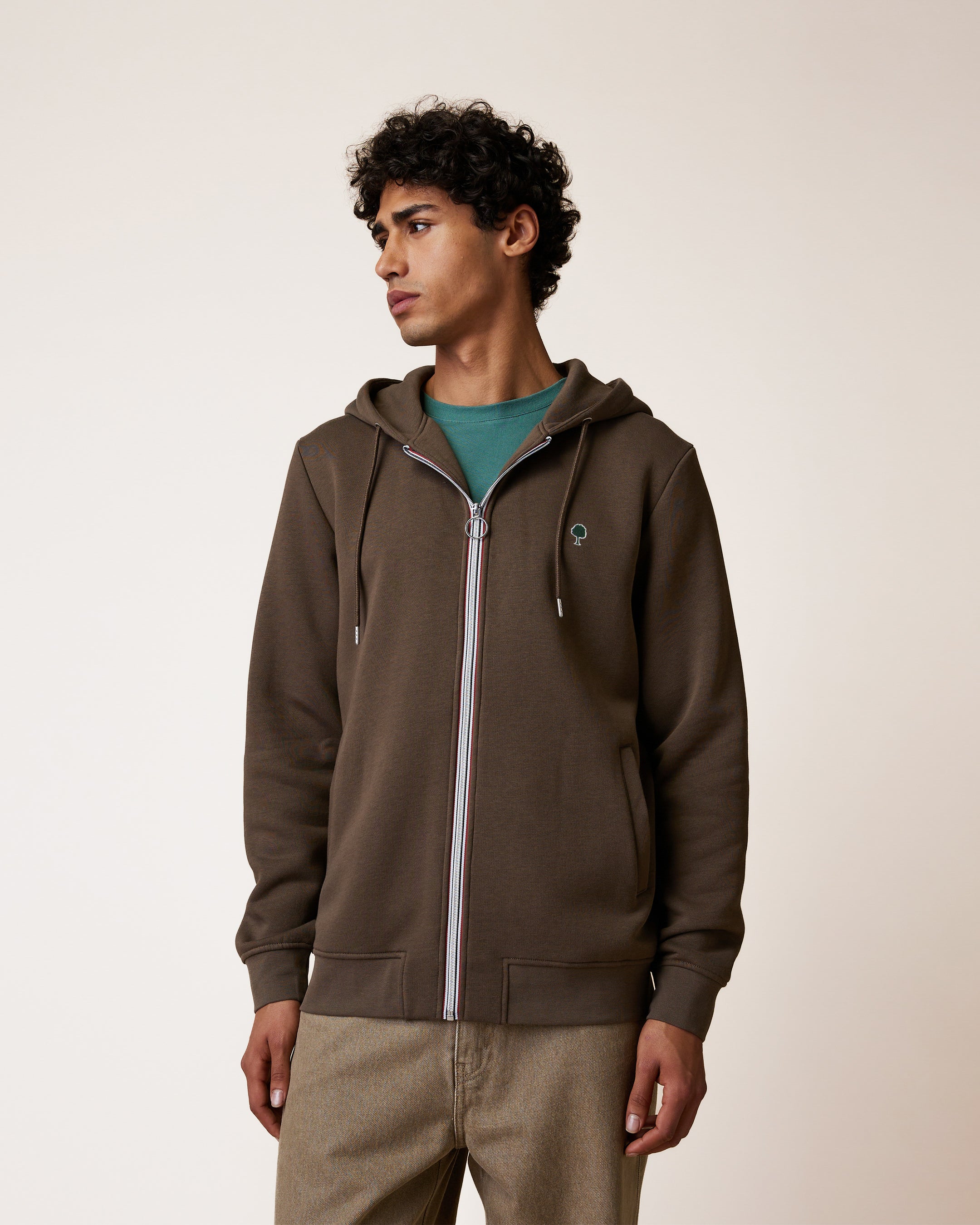 faguo-mesnil-sweat-zipp-capuche-marron-fonc image 1
