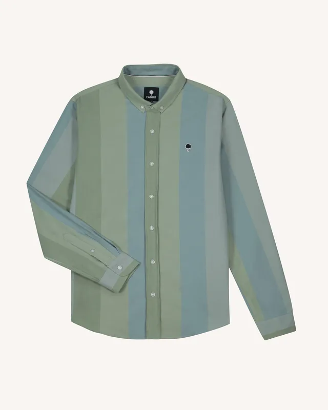 faguo-ivoy-chemise-oxford-vert-clair-multicolore image 1