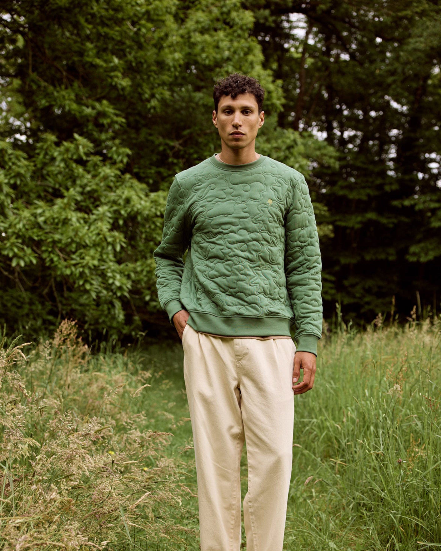 faguo-bussy-sweat-col-rond-homme-vert-sapin image 1