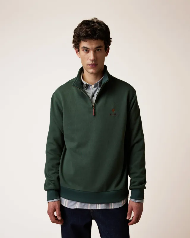 faguo-amboise-sweat-zipp-vert-for-t-coton-bio-homme image 1