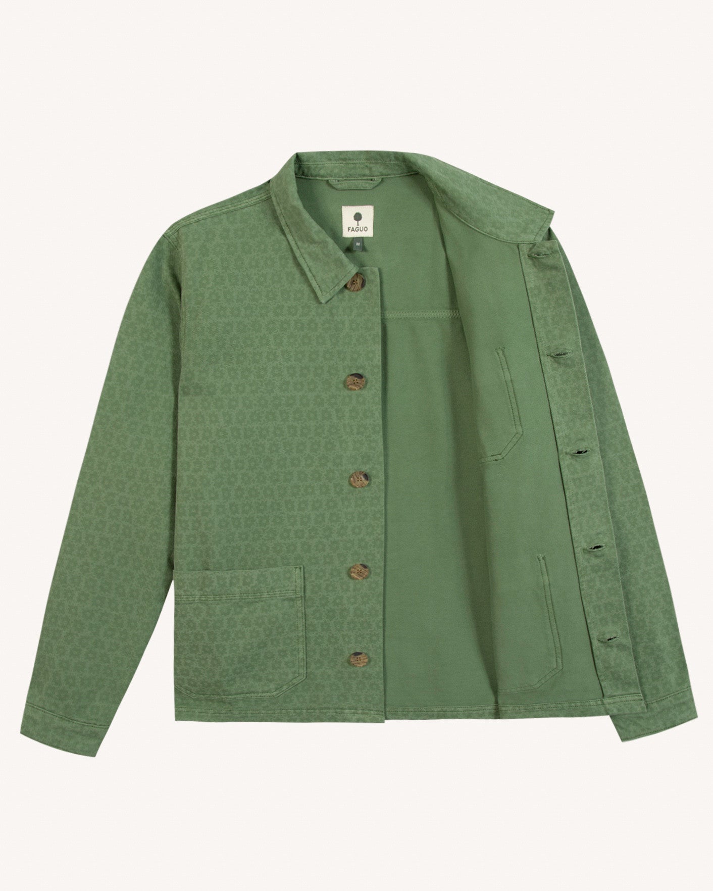 faguo-lorge-veste-en-coton-vert-sapin-fleurs image 6
