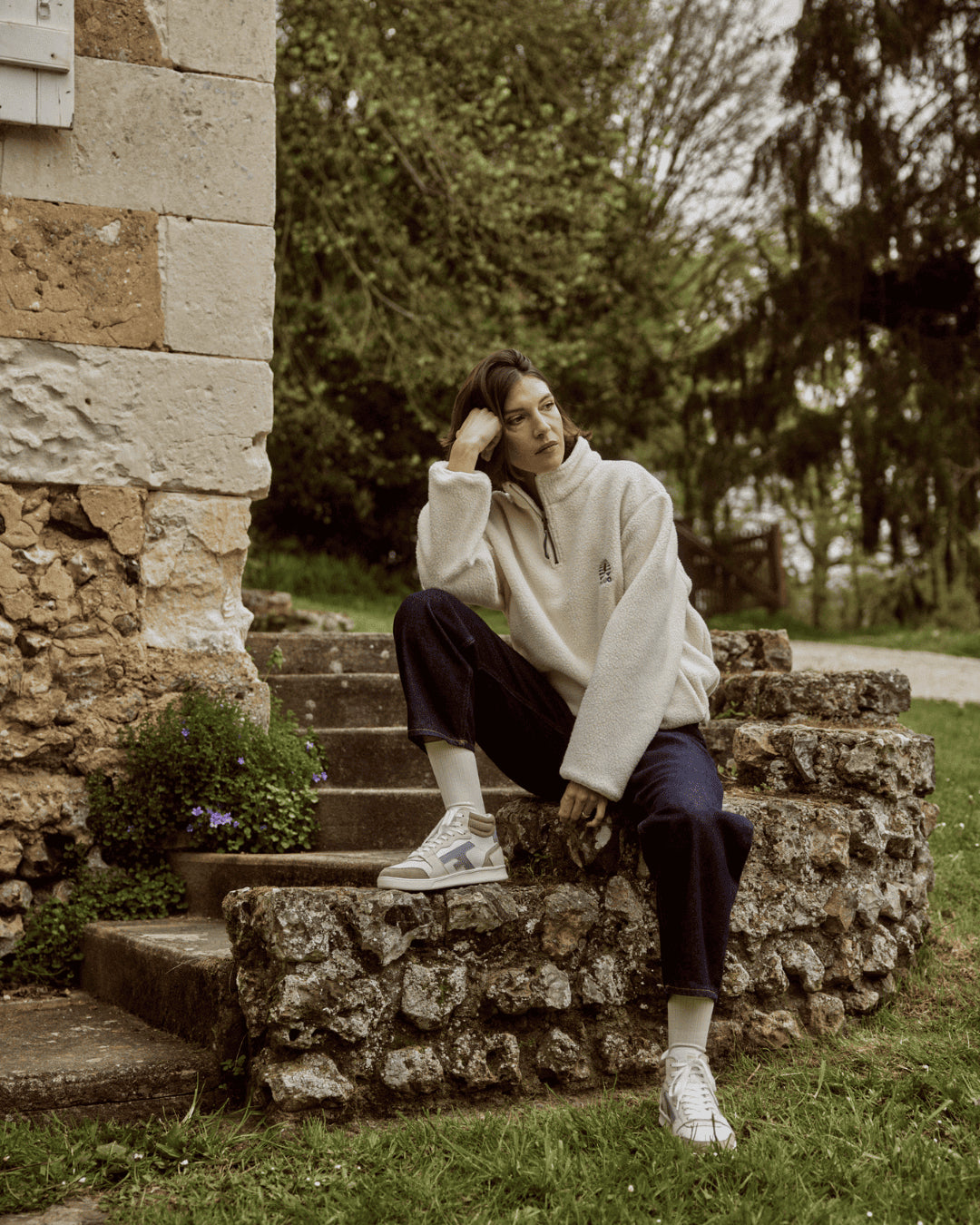 faguo-hazel-mid-baskets-montantes-blanches-marron-clair-bleu-cuir image 5