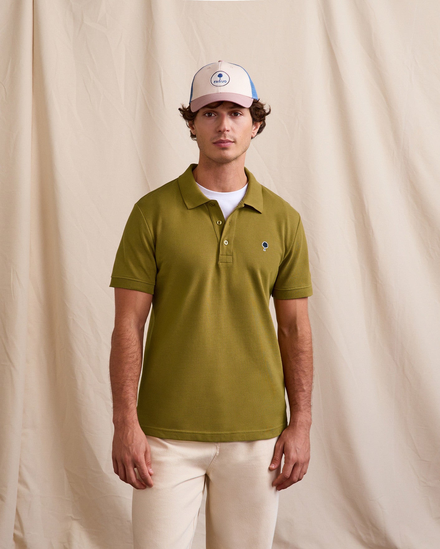 faguo-lumigny-polo-kaki-fonc-coton-piqu image 1