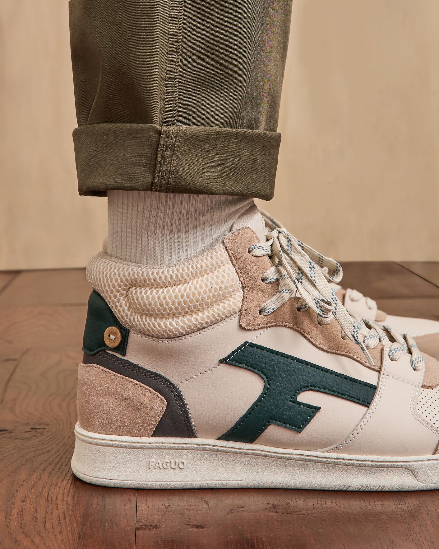 faguo-hazel-mid-baskets-montantes-cuir-cr-me-vert image 2