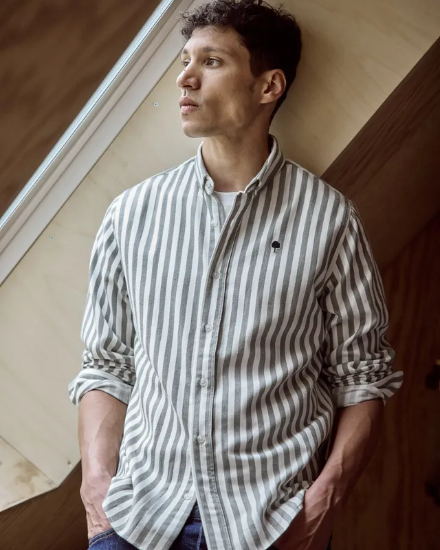 faguo-ivoy-chemise-oxford-vert-fonc-et-cru image 1