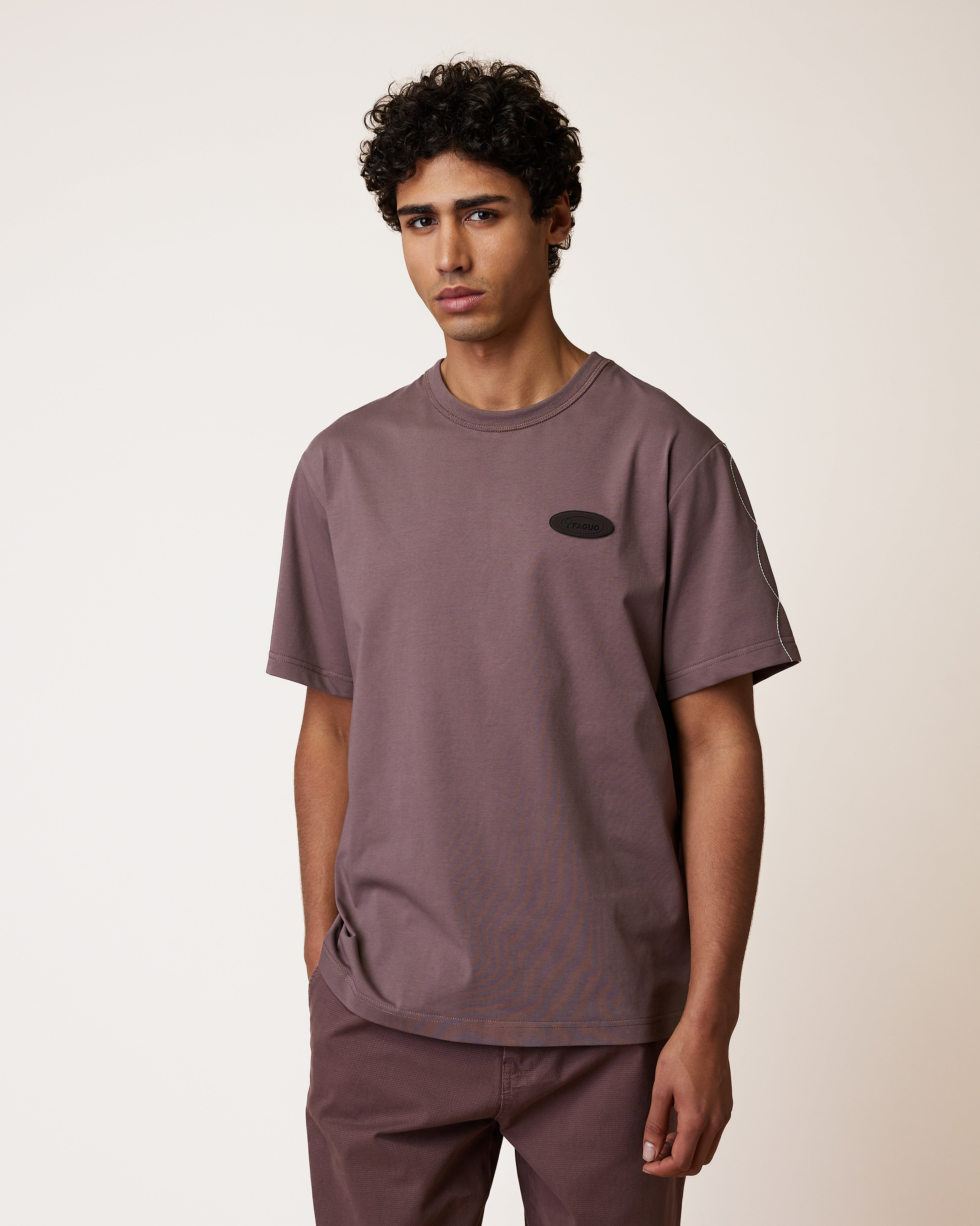 faguo-lugny-t-shirt-large-violet-gris-coton-recycl image 1