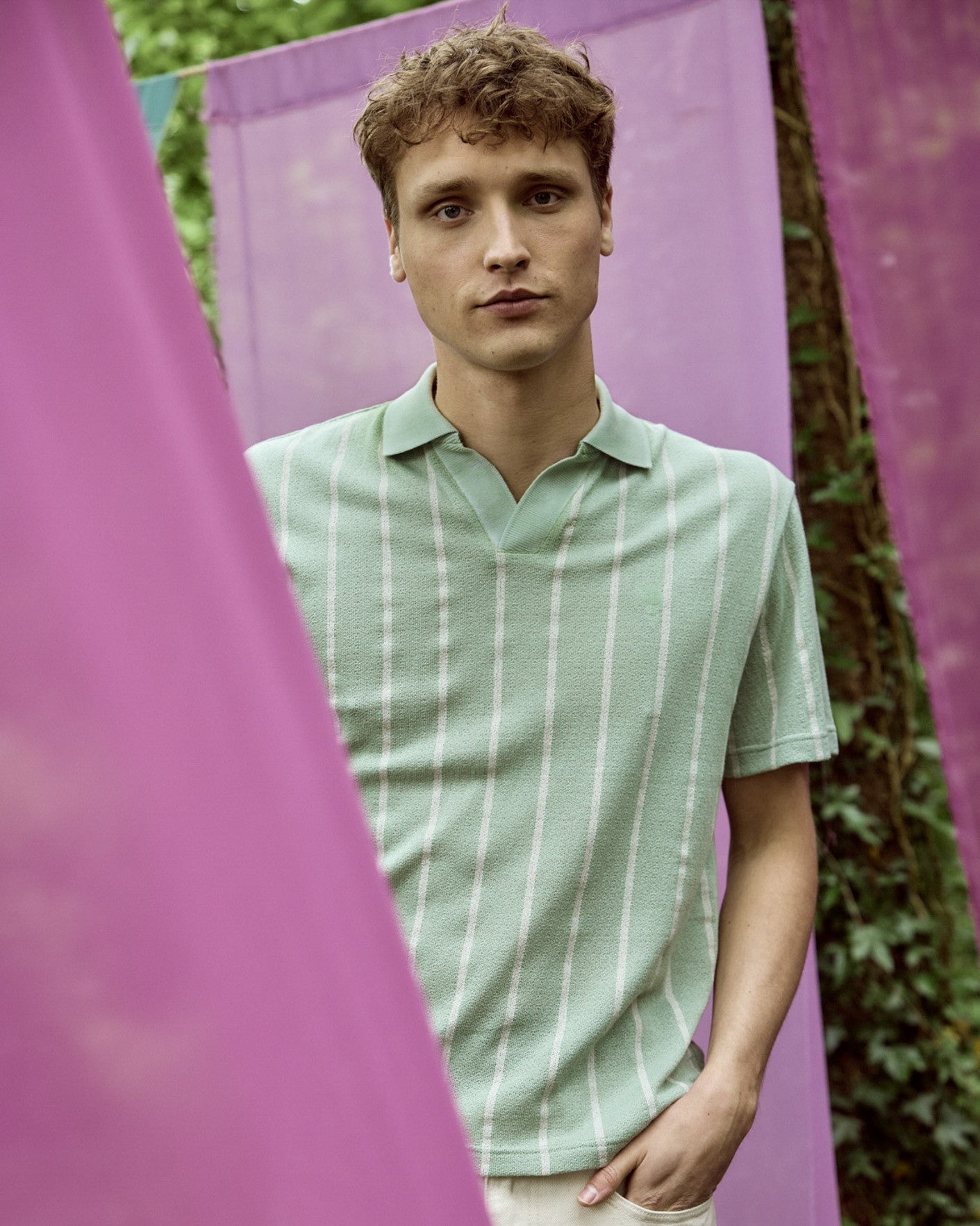 faguo-blache-polo-vert-clair-et-cru-coton image 3