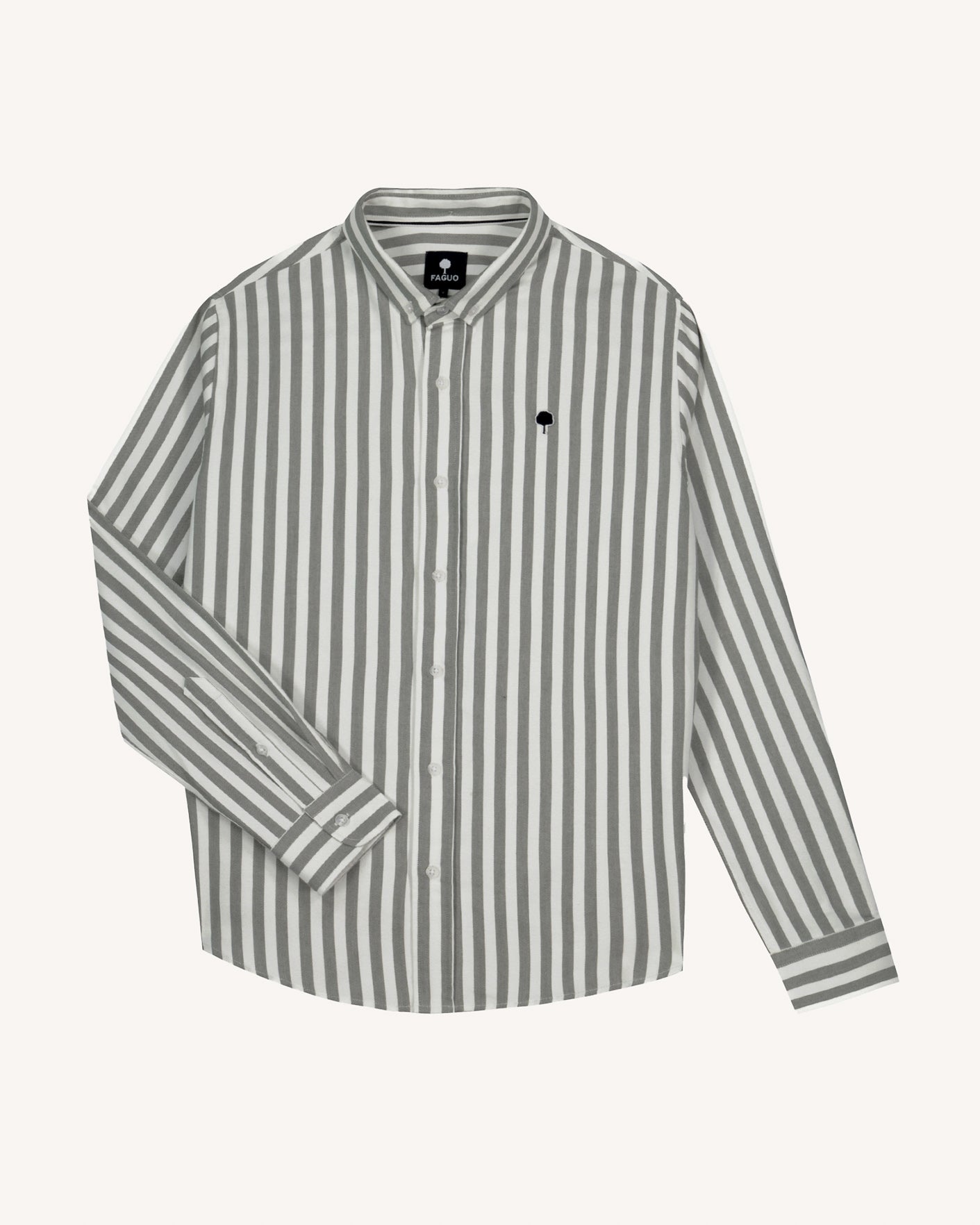 faguo-ivoy-chemise-oxford-vert-fonc-et-cru image 2