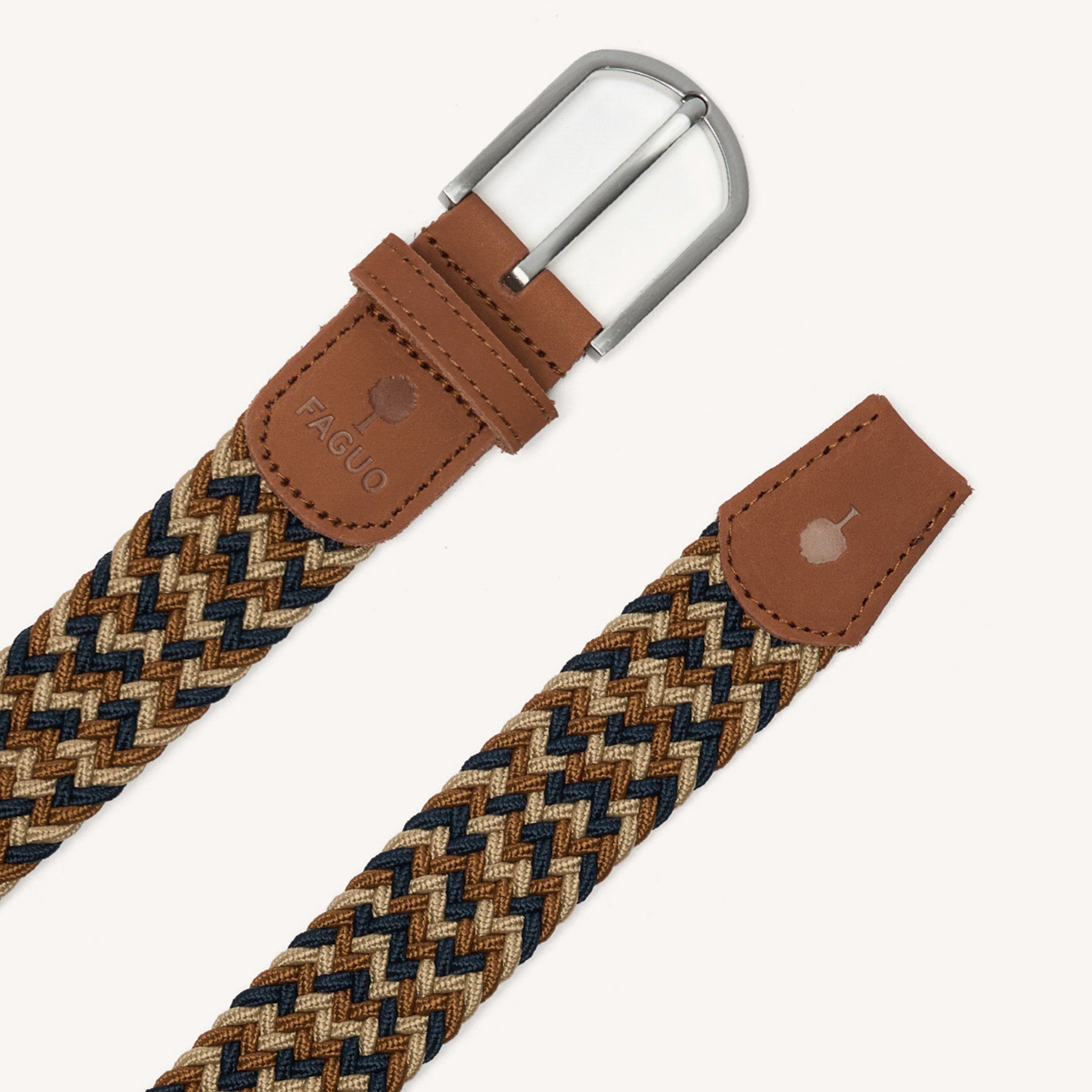 faguo-belt-ceinture-tress-e-lastique-bleu-marine-et-beige image 2