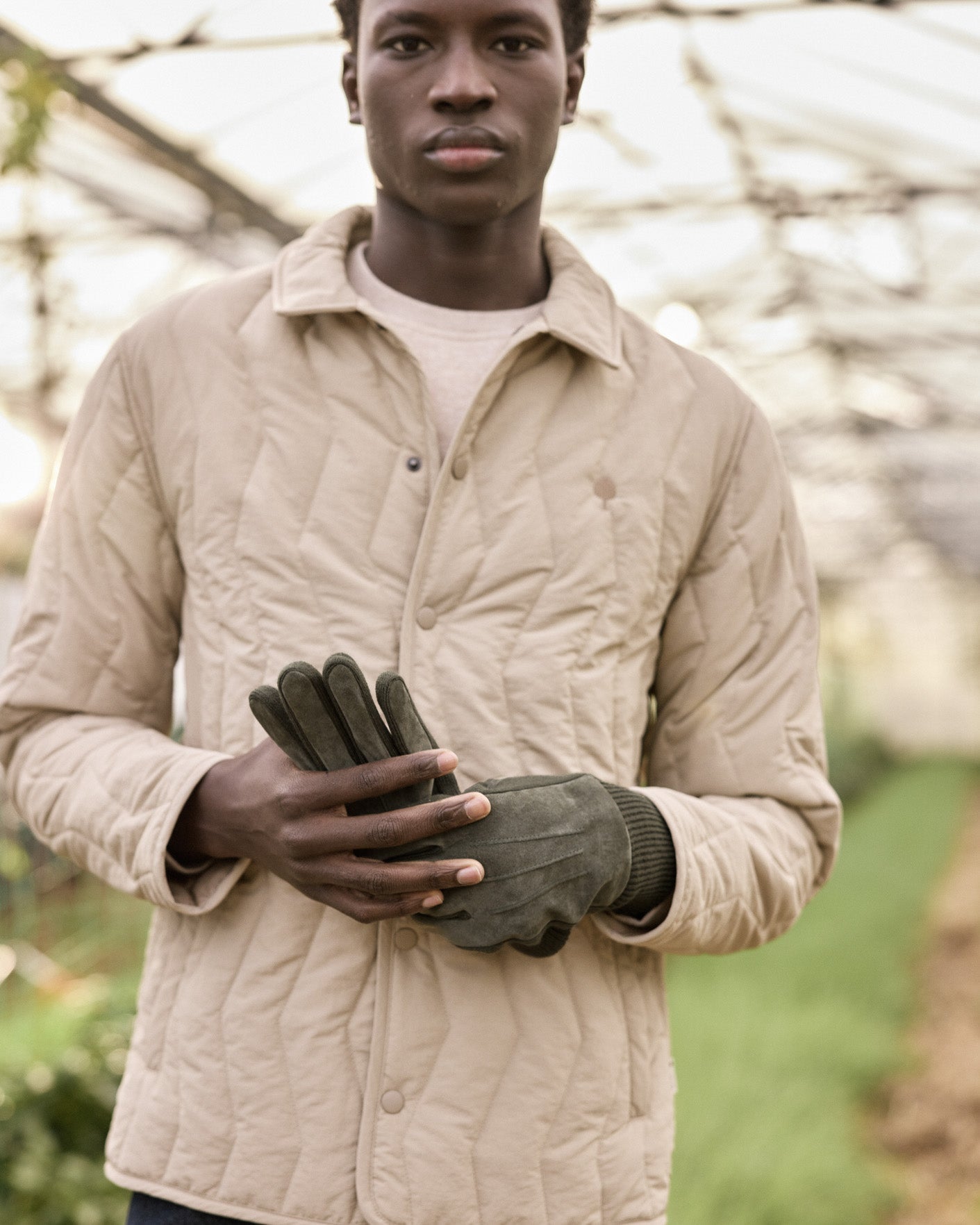 faguo-gloves-mix-gants-cuir-porc-et-laine-kaki image 3