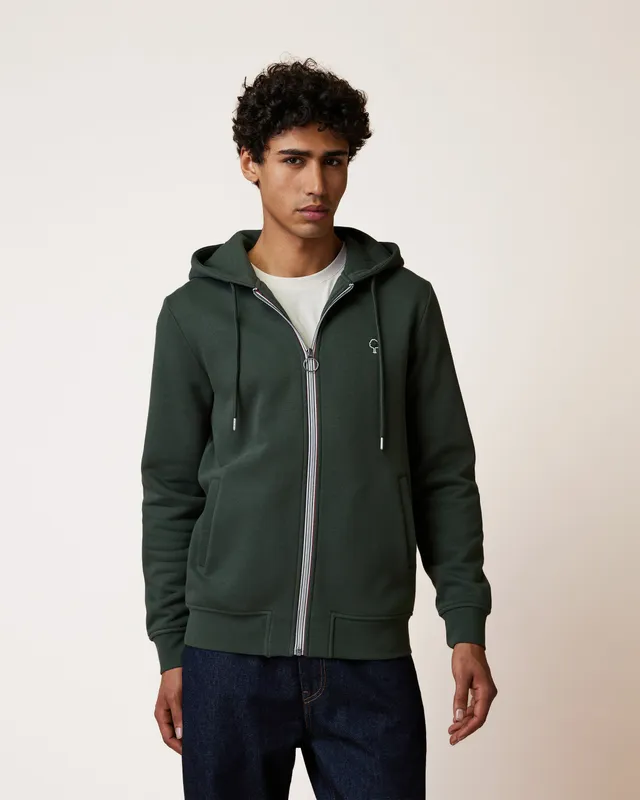 faguo-mesnil-sweat-zipp-capuche-vert-fonc image 1