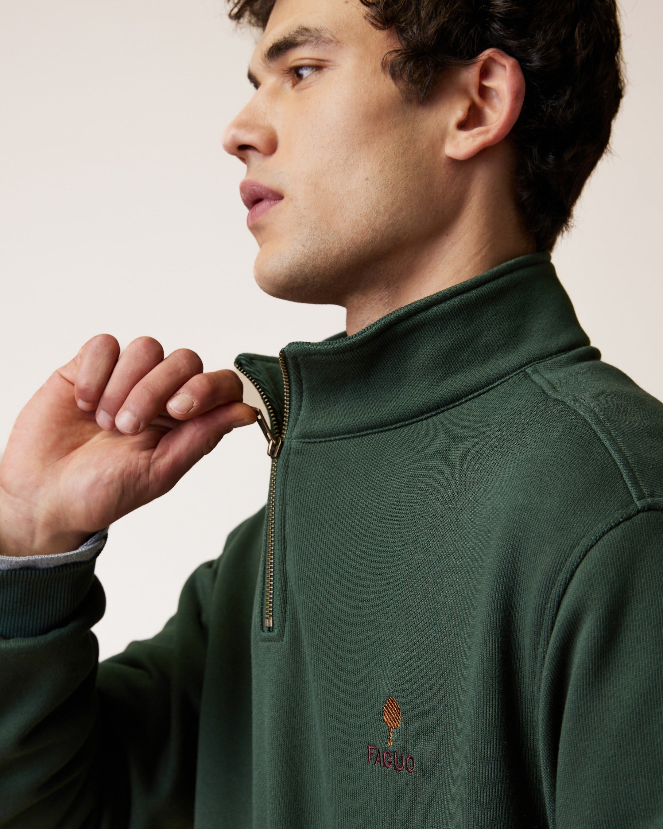 faguo-amboise-sweat-zipp-vert-for-t-coton-bio-homme image 3