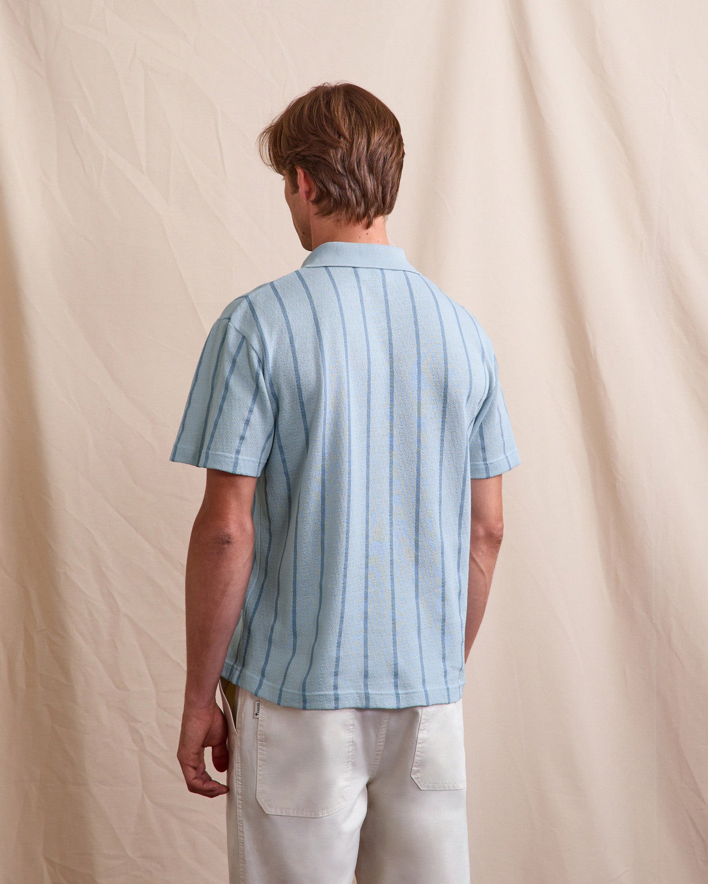 faguo-blache-polo-bleu-clair-coton-ray-coupe-large image 5