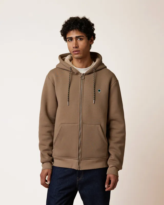 faguo-meygal-sweat-zipp-capuche-sherpa-marron image 1