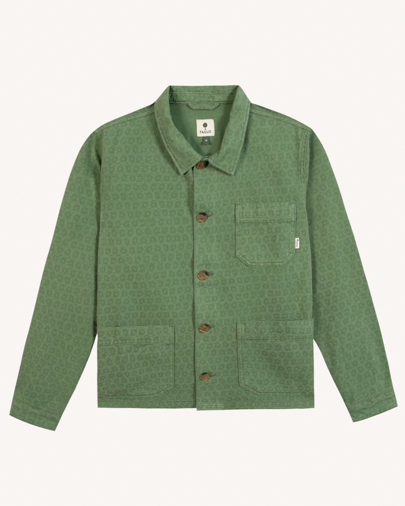 faguo-lorge-veste-en-coton-vert-sapin-fleurs image 2