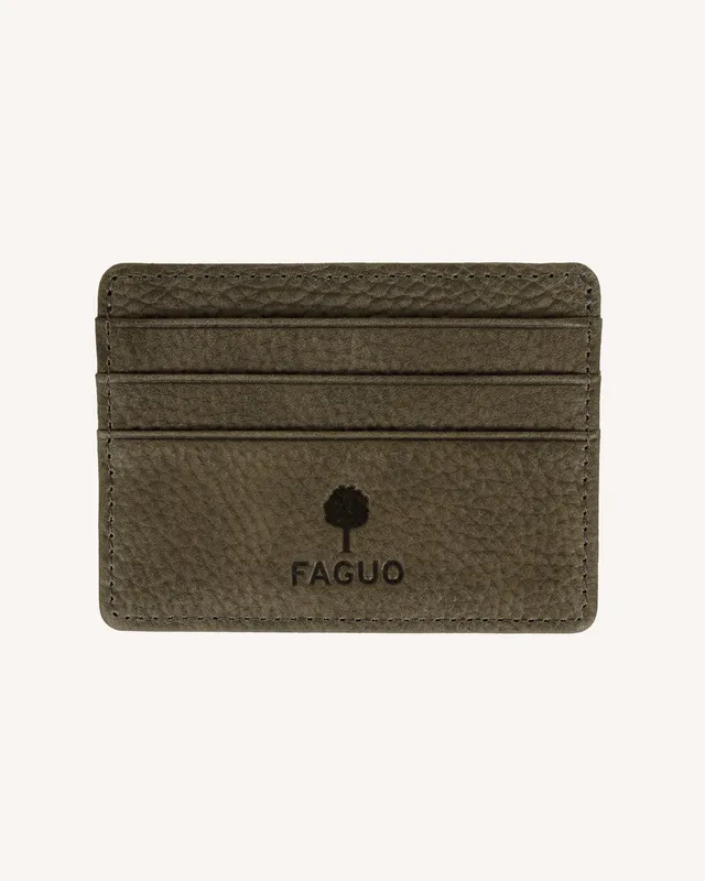 faguo-card-holder-porte-carte-cuir-grain-homme-vert-fonc image 1