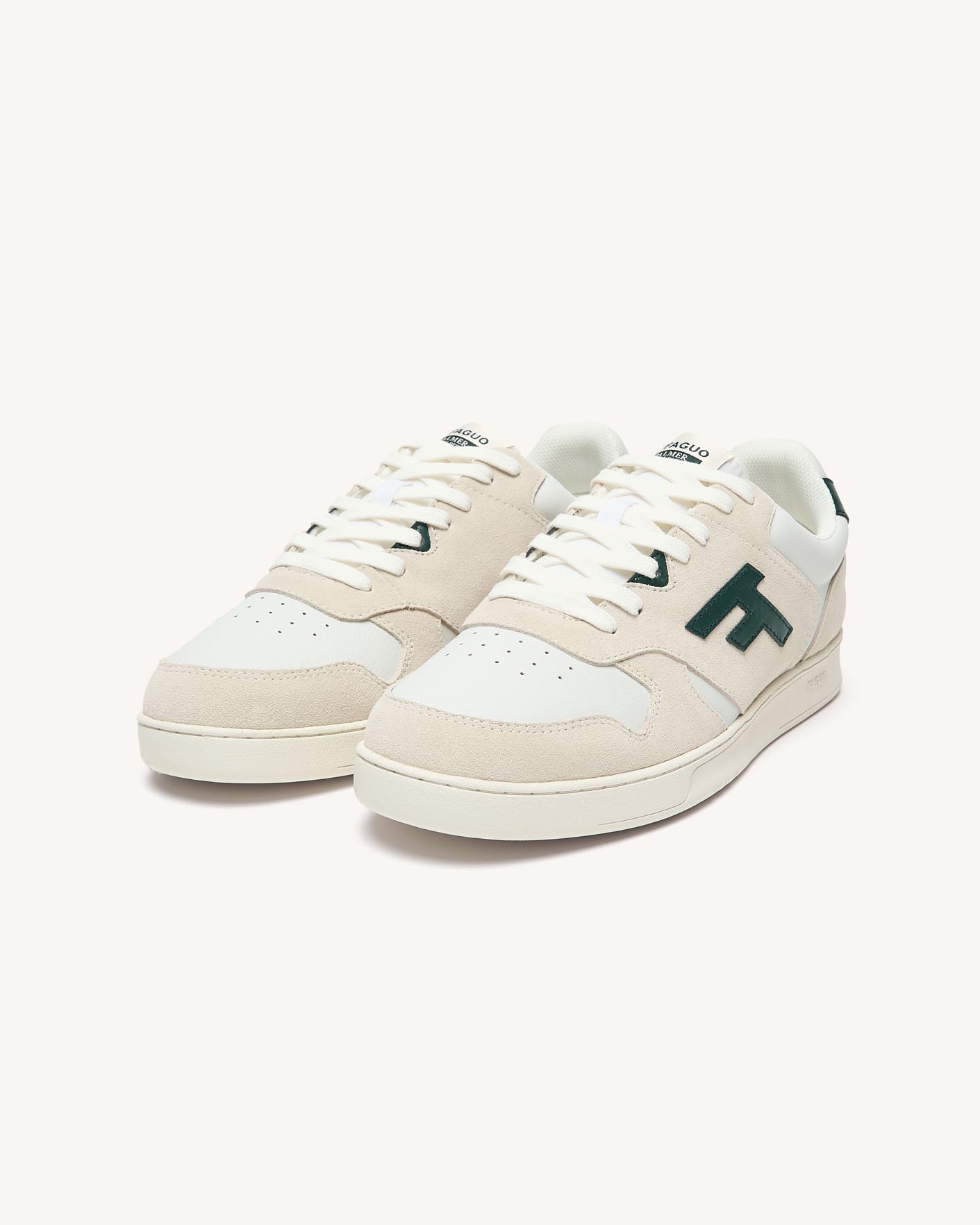 faguo-baskets-palmer-cuir-blanc-et-vert-homme image 2