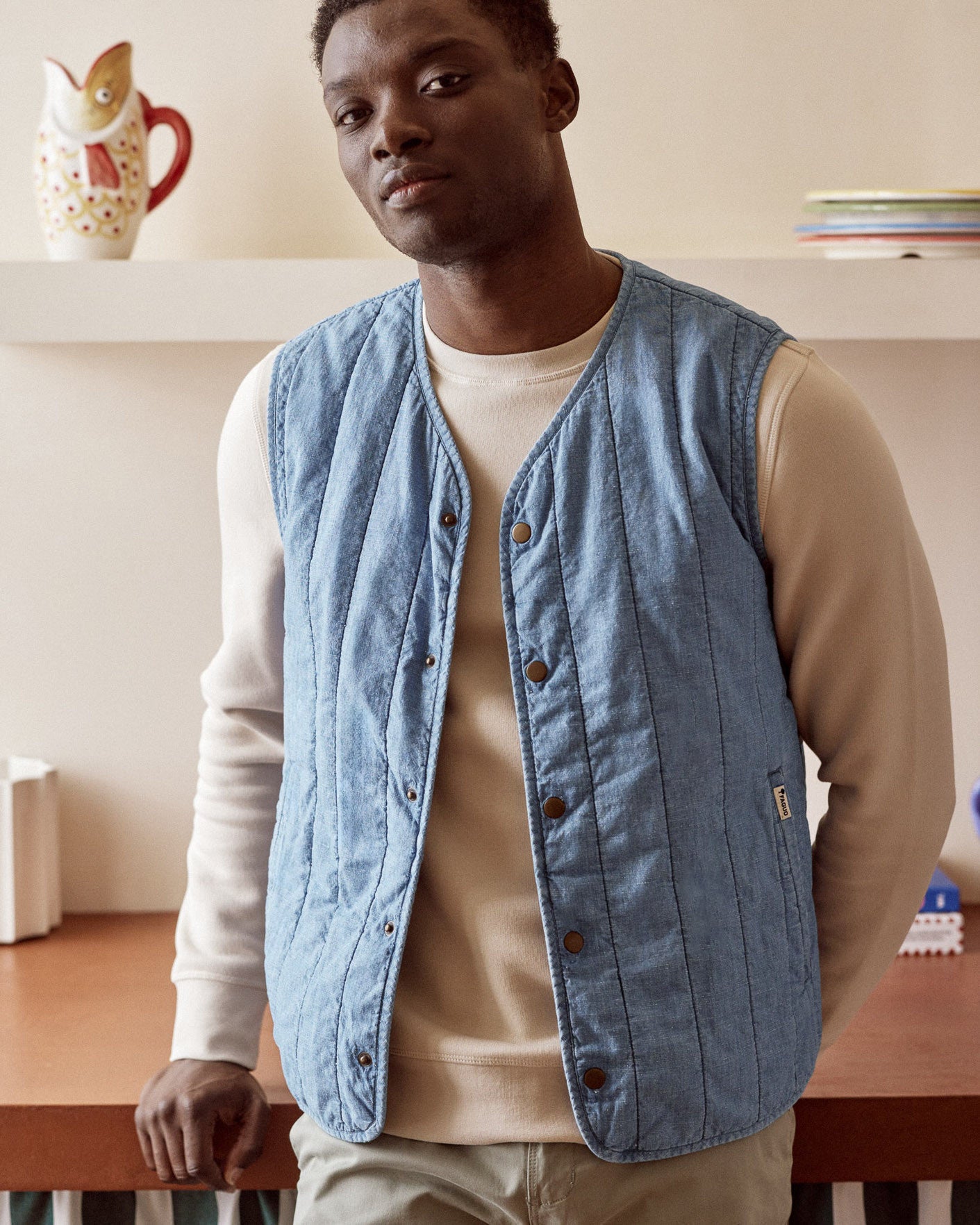 faguo-epinay-veste-sans-manches-coton-denim-clair image 5
