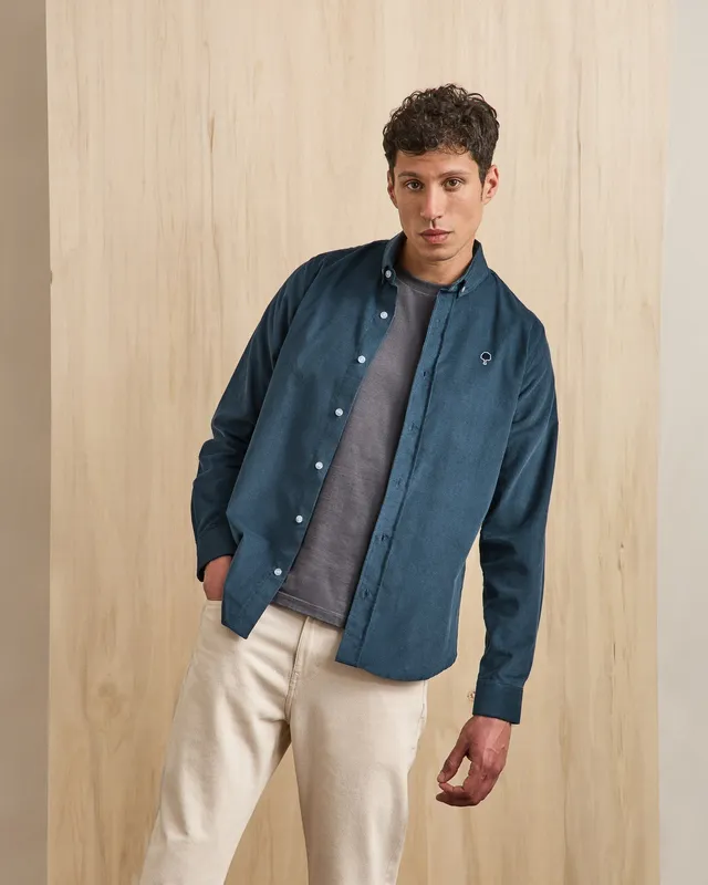 faguo-ivoy-chemise-homme-bleu-velours-milleraies image 1